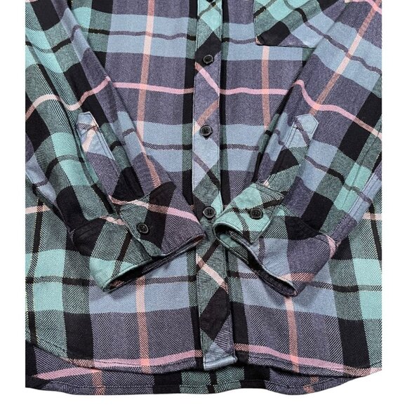 Rails Hunter Plaid Flannel Shirt Teal Navy Pink Gold Lurex Medium - Picture 11 of 11